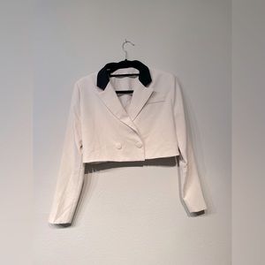 4th and reckless cream cropped suit jacket xs